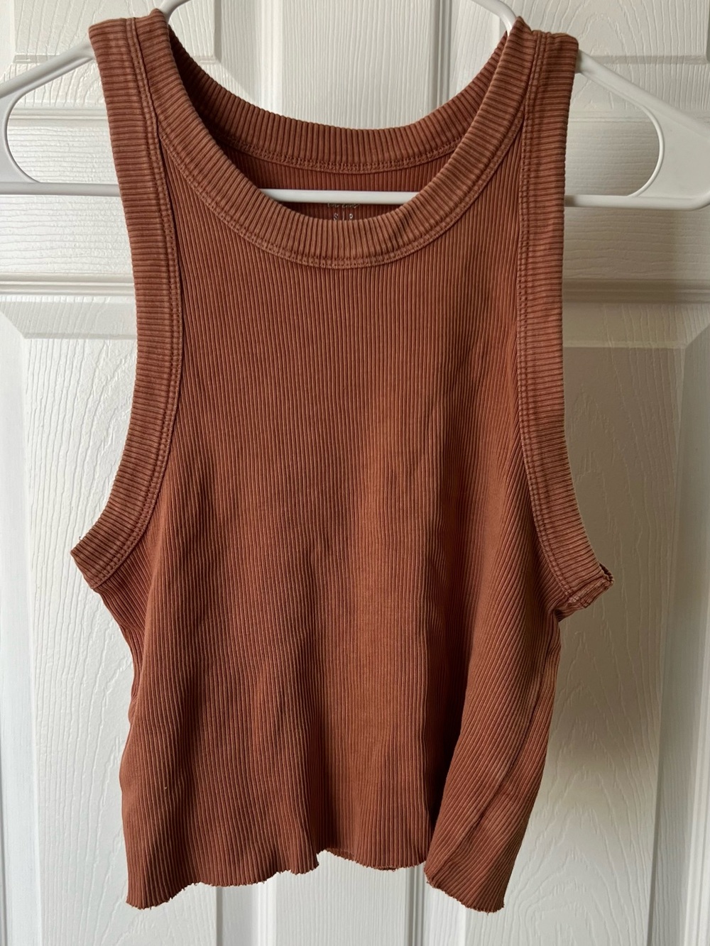 aerie Ribbed Scoop Tank Top in Rust Brown